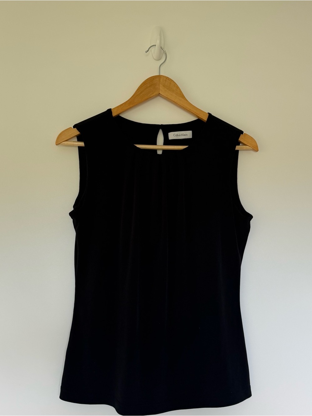 SOLD** Calvin Klein Black Pleated Neck Tank Top